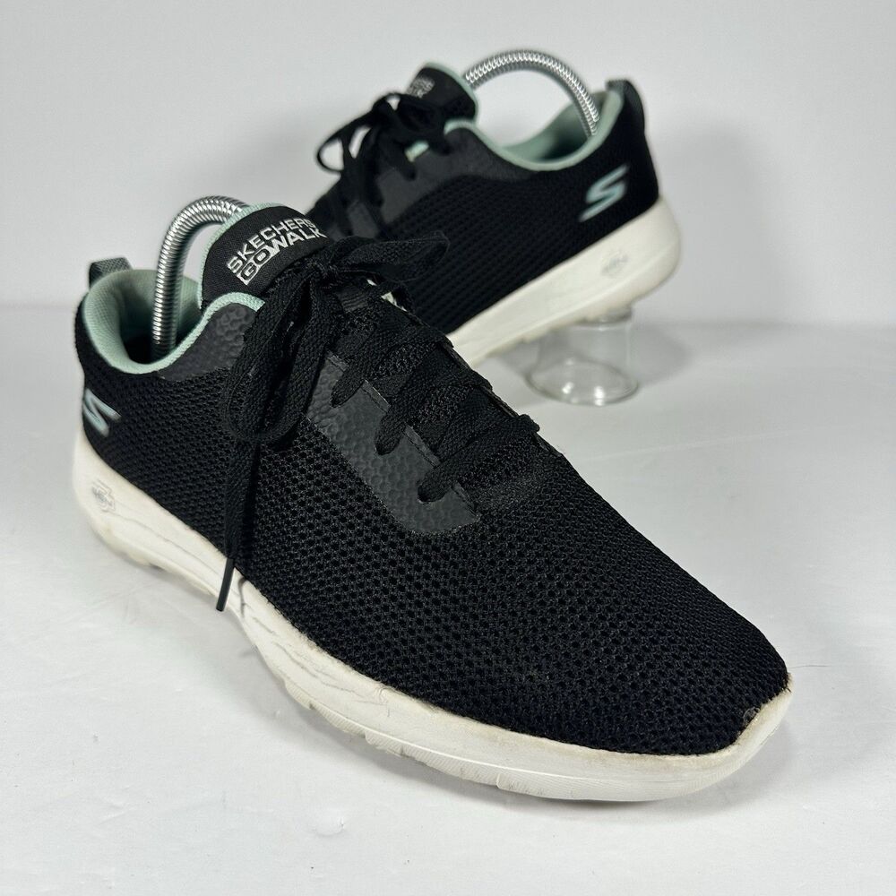 Skechers GOwalk Joy Black Aqua Mesh Walking Shoes Women’s Size 8 Wide 15641W